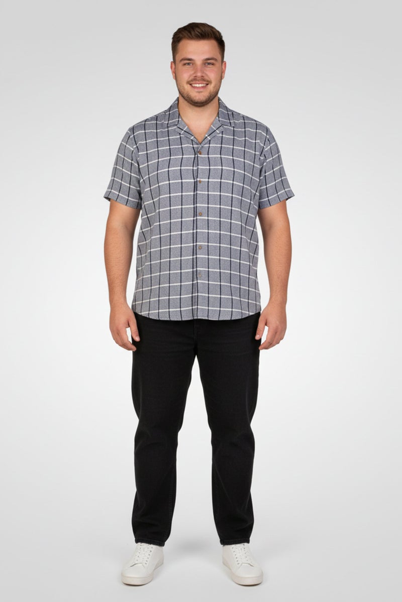 Threadbare Men Regular Fit Windowpane Short Sleeve Casual Shirt, Multicolor - Image 1